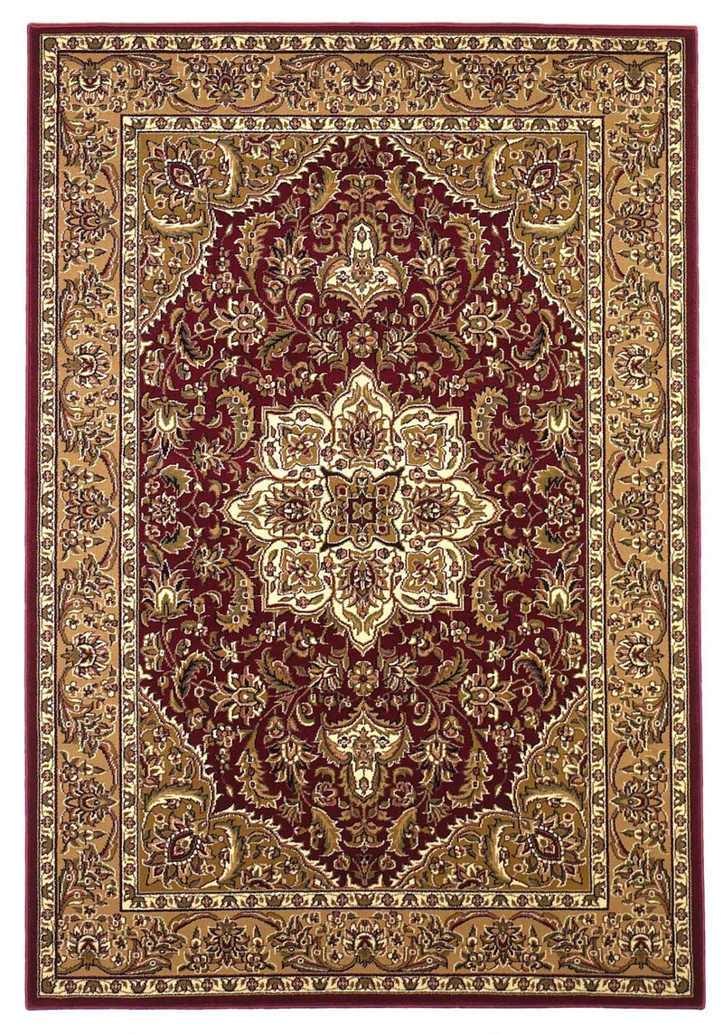 Rugs Red Area Rugs - 5'3" x 7'7" Polypropylene Red/Beige Area Rug HomeRoots