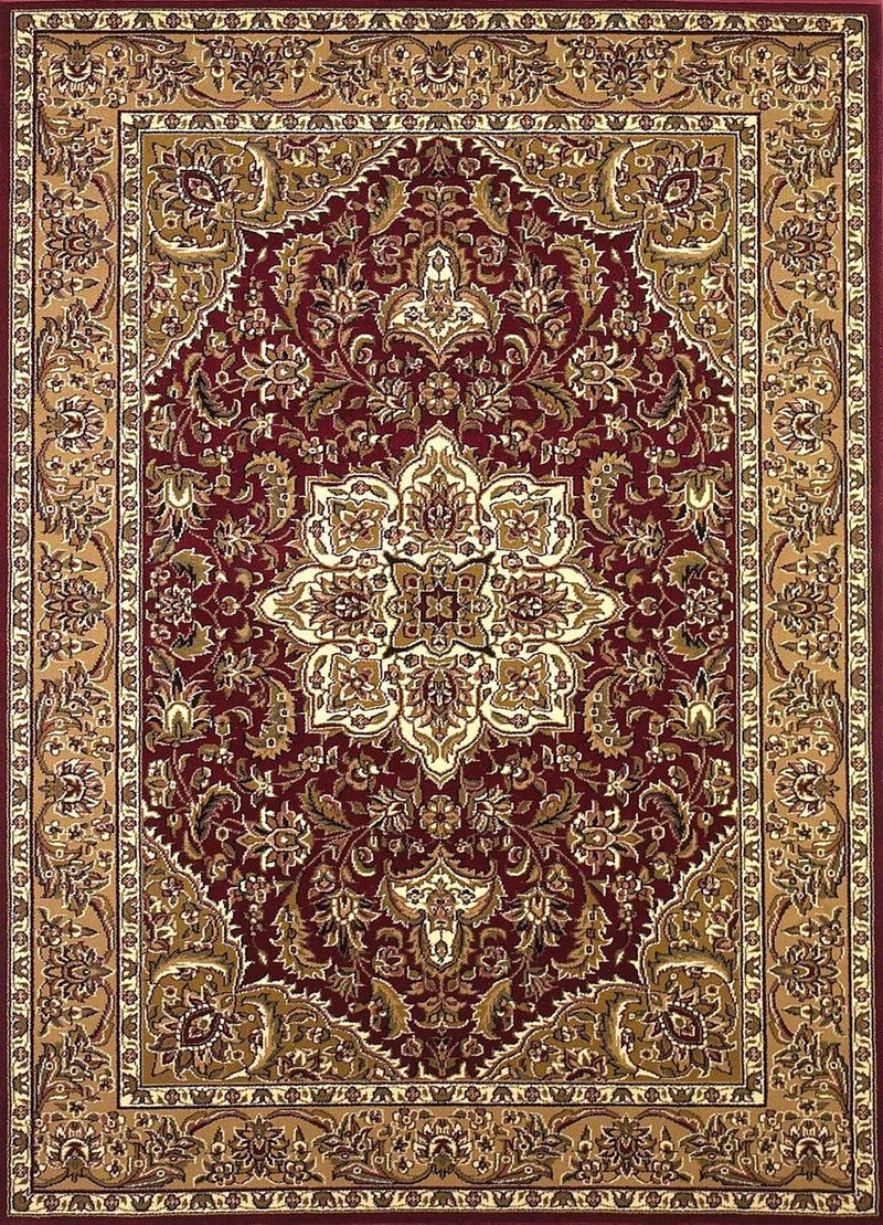 Rugs Red Area Rugs - 7'7" Octagon Polypropylene Red/Beige Area Rug HomeRoots