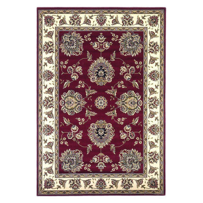 Rugs Red Area Rugs - 7'7" Octagon Polypropylene Red/Ivory Area Rug HomeRoots