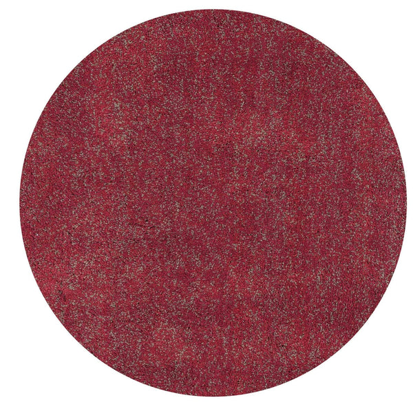 Rugs Red Area Rugs - 8' Round Polyester Red Heather Area Rug HomeRoots