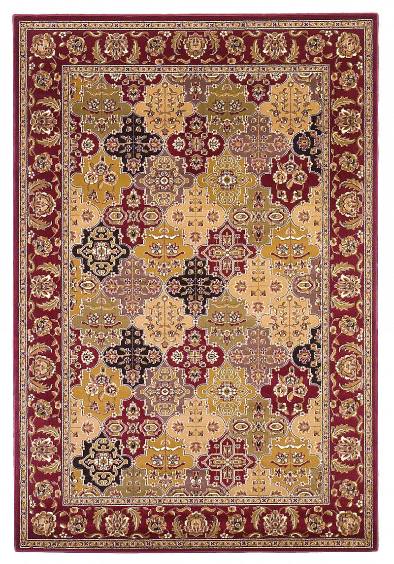 Rugs Red Kitchen Rugs 3'3" x 4'11" Polypropylene Red Area Rug 3606 HomeRoots