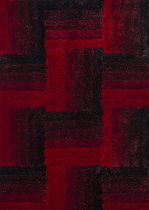 Rugs Red Rug 22" x 26" x 1.2" Red Polyester Accent Rug 9133 HomeRoots