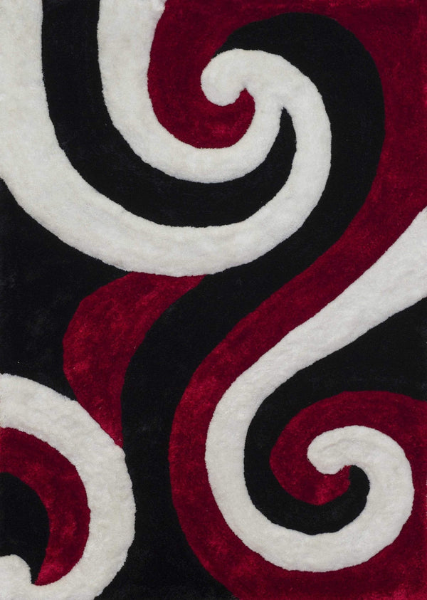 Rugs Red Rug 22" x 26" x 1.2" Red Polyester Accent Rug 9178 HomeRoots