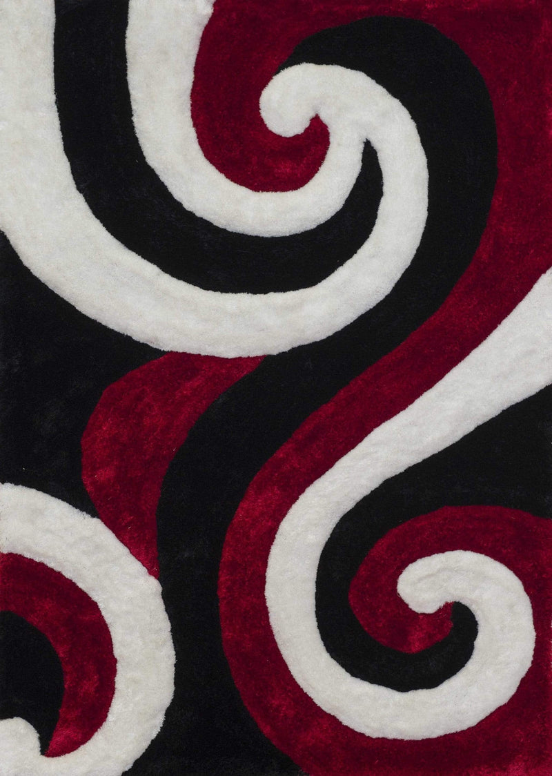 Rugs Red Rug 22" x 26" x 1.2" Red Polyester Accent Rug 9178 HomeRoots