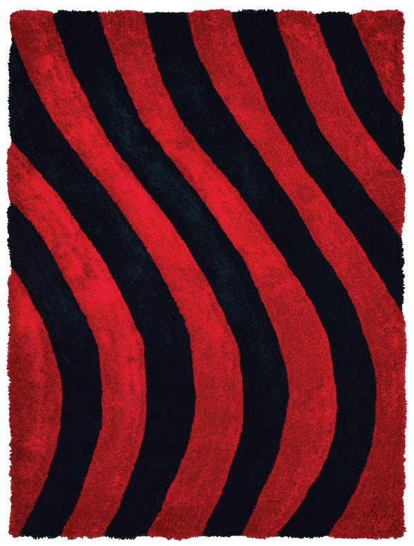 Rugs Red Rug 22" x 26" x 1.2" Red Polyester Accent Rug 9196 HomeRoots