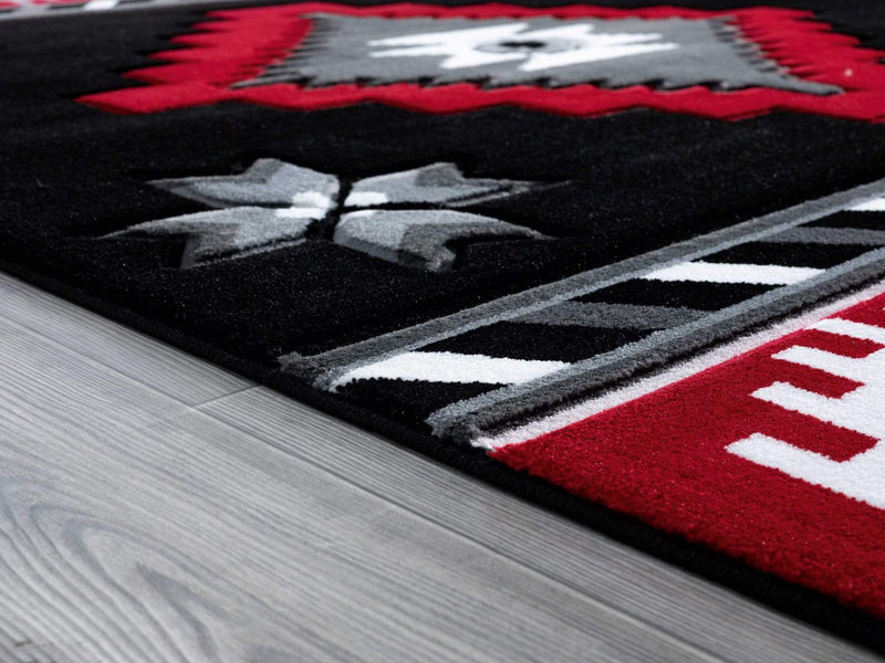 Rugs Red Rug - 22" x 32" x 0.53" Red Olefin/Polypropylene Accent Rug HomeRoots
