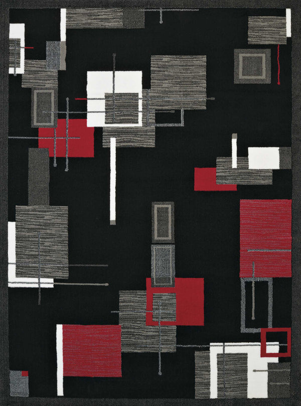 Rugs Red Rug 63" x 86" x 0.4" Red Olefin Area Rug 7691 HomeRoots