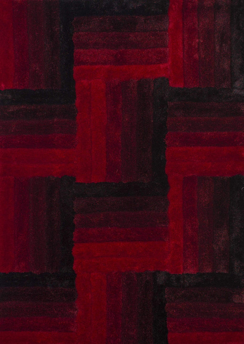 Rugs Red Rug 63" x 86" x 1.2" Red Polyester Area Rug 9134 HomeRoots