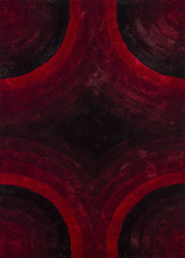 Rugs Red Rug - 63" x 86" x 1.2" Red Polyester Area Rug HomeRoots