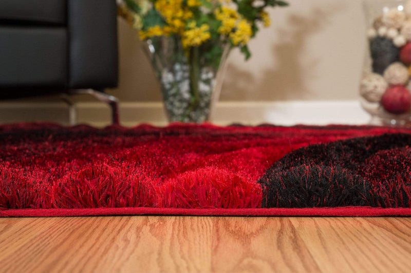 Rugs Red Rug - 63" x 86" x 1.2" Red Polyester Area Rug HomeRoots