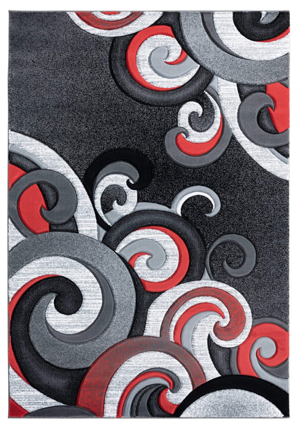 Rugs Red Rug 63" x 90" x 0.53" Red Olefin/Polypropylene Area Rug 7444 HomeRoots
