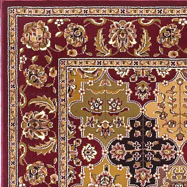 Rugs Red Rug 7'7" Octagon Polypropylene Red Area Rug 2869 HomeRoots