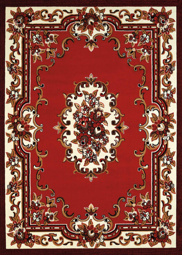 Rugs Red Rug 94" x 126" x 0.4" Red Olefin Oversize Rug 7676 HomeRoots