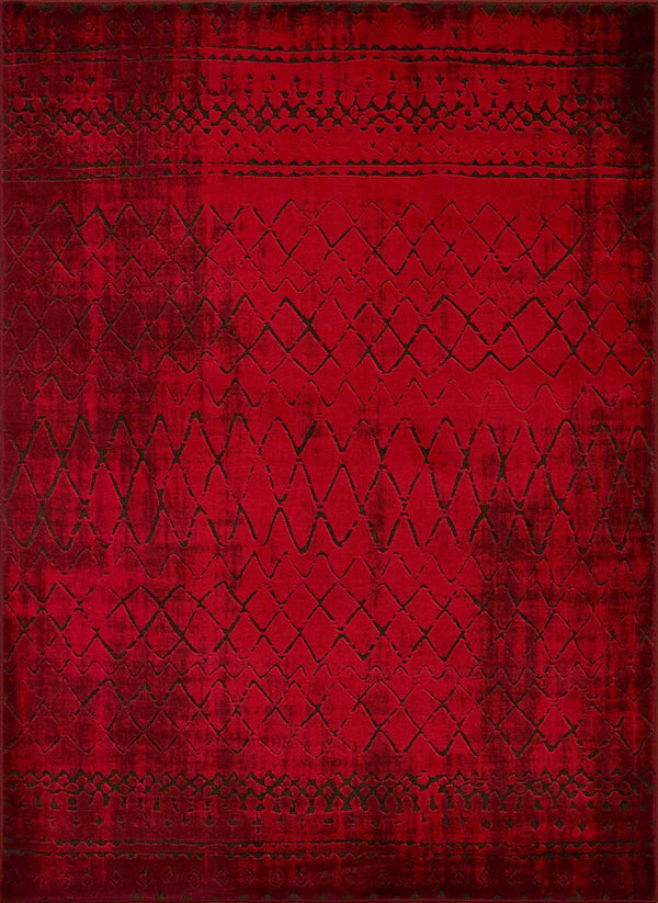 Rugs Red Rug 94" x 126" x 0.43" Red Polypropylene/Polyester Oversize Rug 1819 HomeRoots