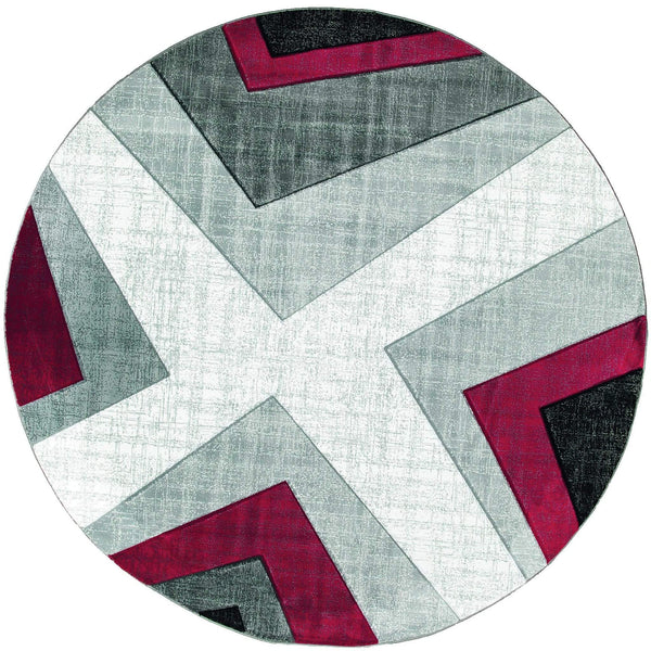 Rugs Red Rug - 94" x 94" x 0.5" Red Olefin/Polypropylene Round Rug HomeRoots