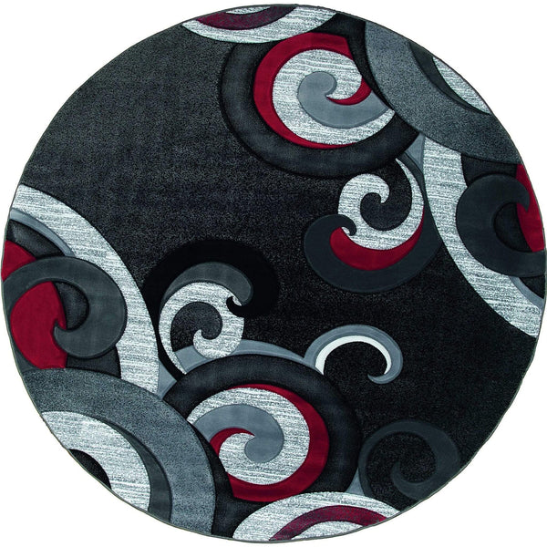 Rugs Red Rug 94" x 94" x 0.53" Red Olefin/Polypropylene Round Rug 7445 HomeRoots