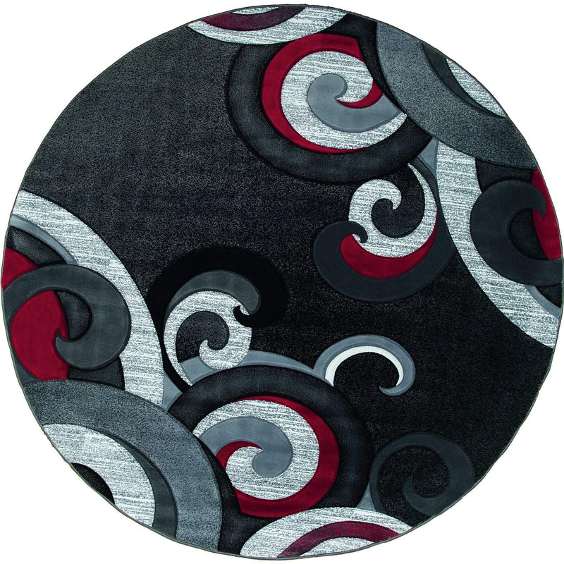 Rugs Red Rug 94" x 94" x 0.53" Red Olefin/Polypropylene Round Rug 7445 HomeRoots
