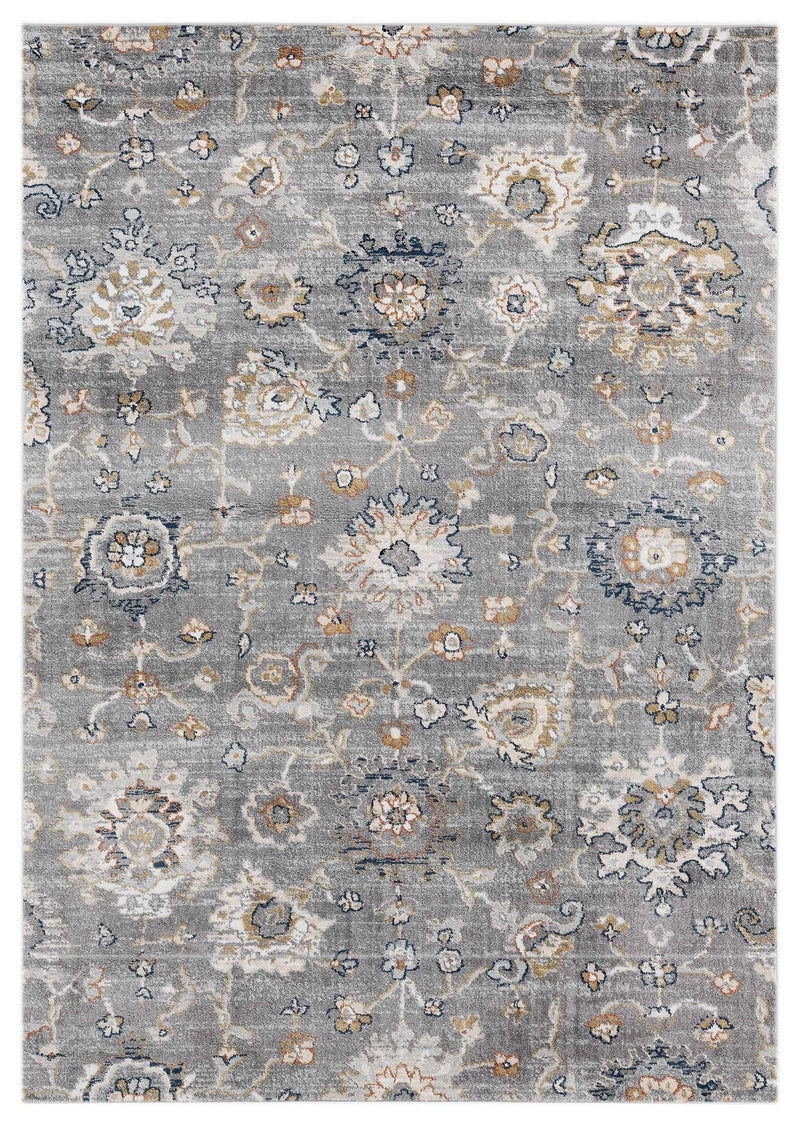 Rugs Room Rugs 23" x 36" x 0.79" Blue/Grey Microfiber/Polyester Accent Rug 7986 HomeRoots