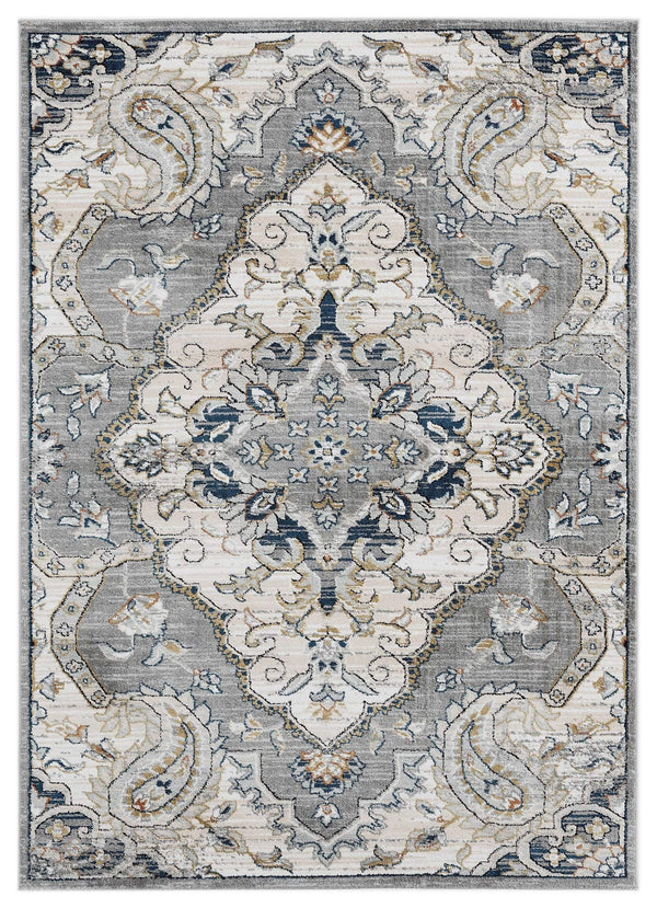 Rugs Room Rugs 63" x 86" x 0.79" Blue/Grey Microfiber/Polyester Area Rug 8032 HomeRoots