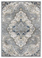 Rugs Room Rugs 63" x 86" x 0.79" Blue/Grey Microfiber/Polyester Area Rug 8032 HomeRoots