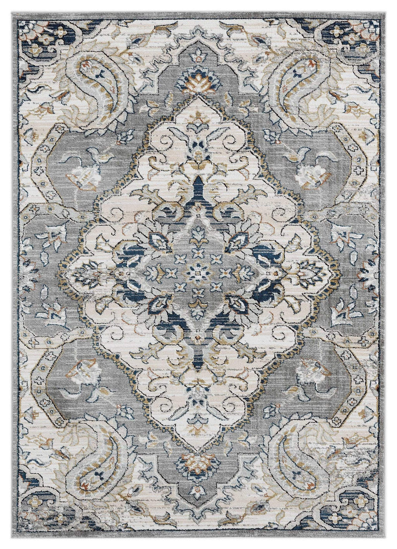 Rugs Room Rugs 63" x 86" x 0.79" Blue/Grey Microfiber/Polyester Area Rug 8032 HomeRoots