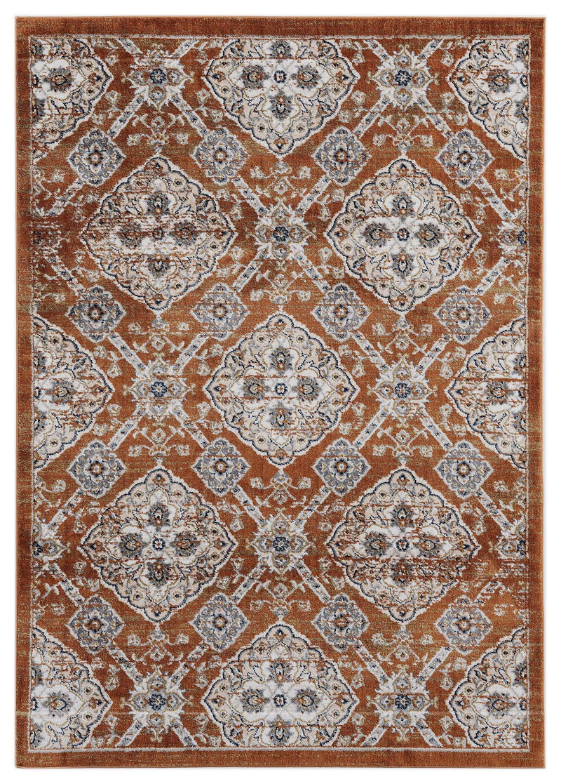 Rugs Room Rugs - 63" x 86" x 0.79" Burnt Orange Microfiber/Polyester Area Rug HomeRoots