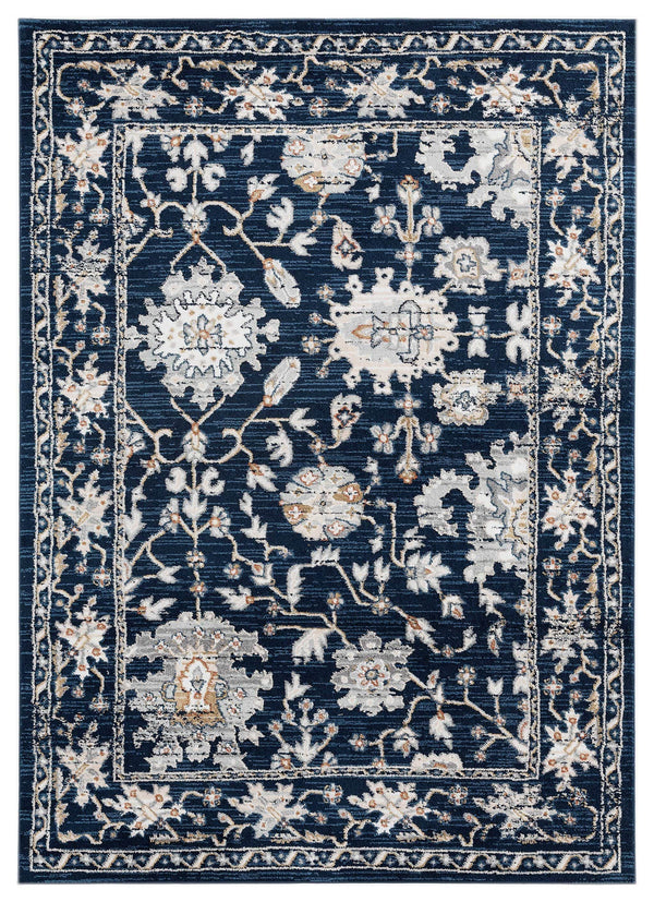 Rugs Room Rugs 63" x 86" x 0.79" Navy Microfiber/Polyester Area Rug 8024 HomeRoots
