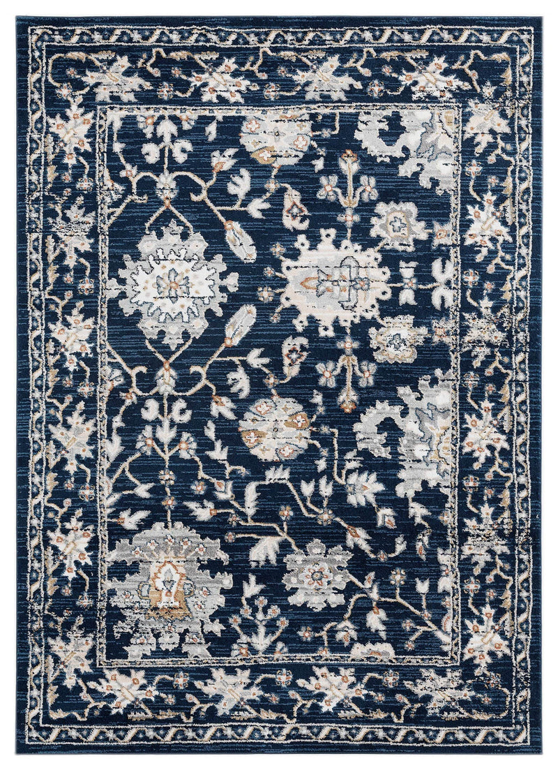 Rugs Room Rugs 63" x 86" x 0.79" Navy Microfiber/Polyester Area Rug 8024 HomeRoots