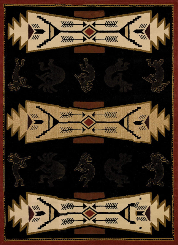 Rugs Room Rugs 94" x 126" x 0.4" Black Polypropylene Oversize Rug 8097 HomeRoots