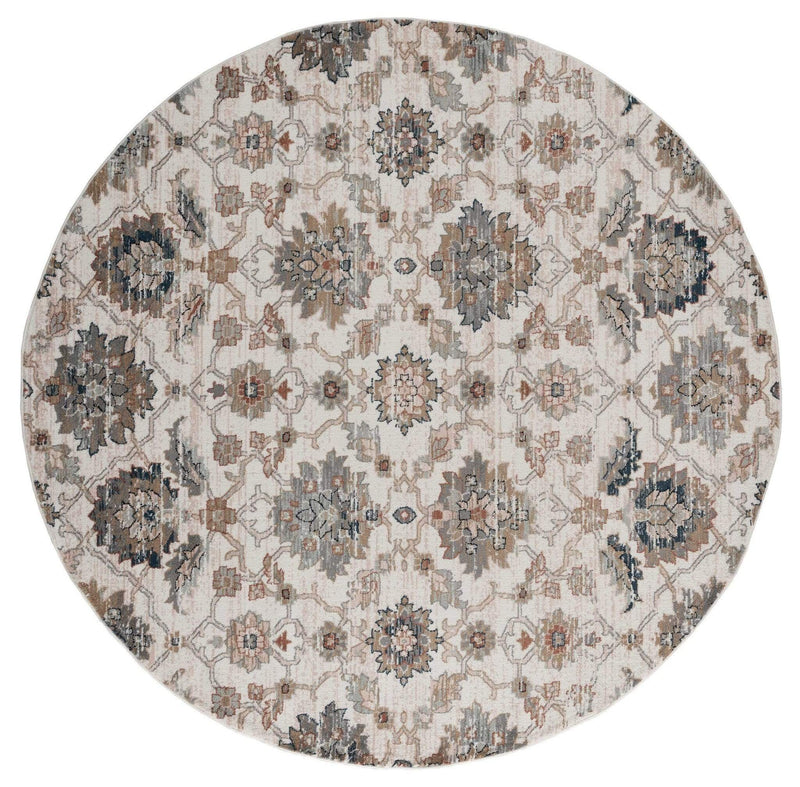 Rugs Room Rugs 94" x 94" x 0.79" Beige Microfiber/Polyester Round Rug 7993 HomeRoots