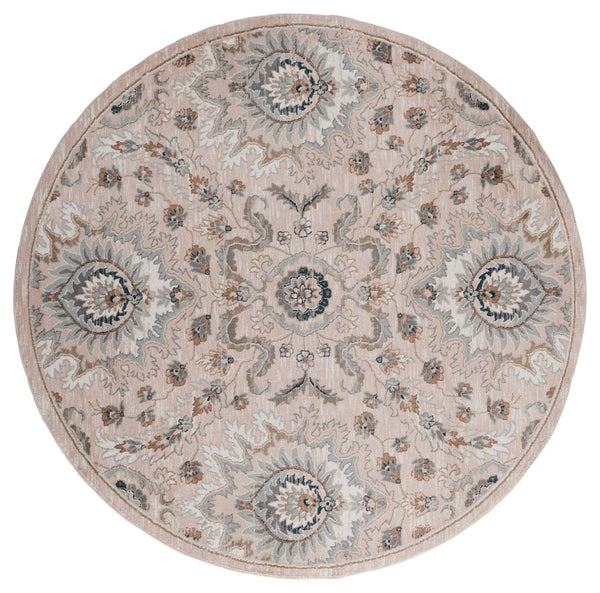 Rugs Room Rugs 94" x 94" x 0.79" Beige Microfiber/Polyester Round Rug 8005 HomeRoots