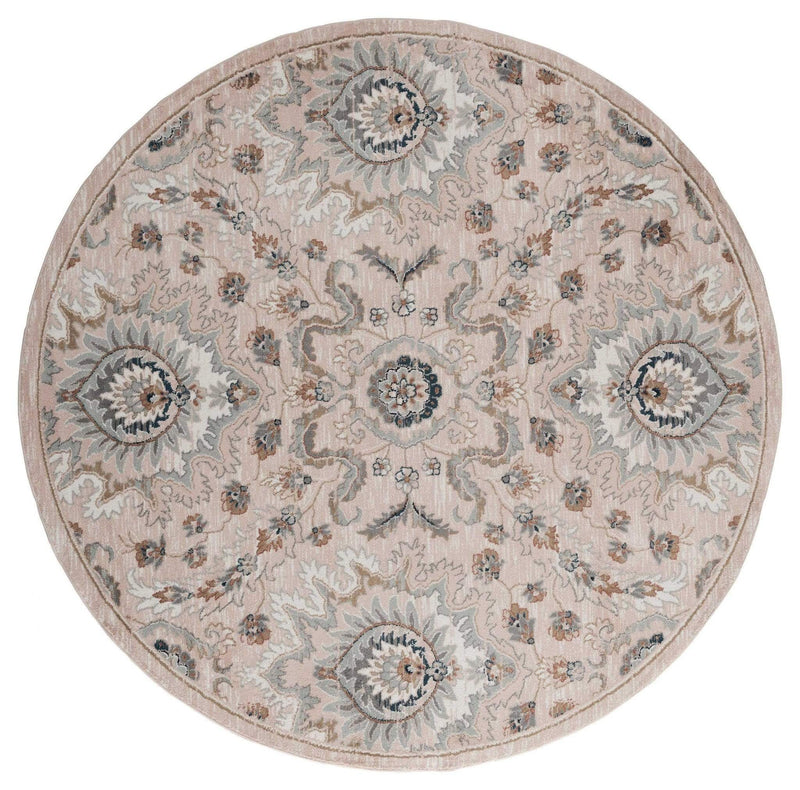 Rugs Room Rugs 94" x 94" x 0.79" Beige Microfiber/Polyester Round Rug 8005 HomeRoots