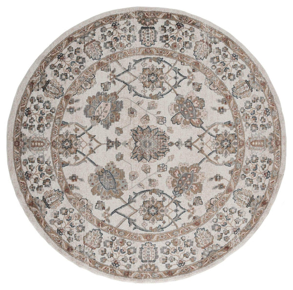 Rugs Room Rugs 94" x 94" x 0.79" Beige Microfiber/Polyester Round Rug 8013 HomeRoots