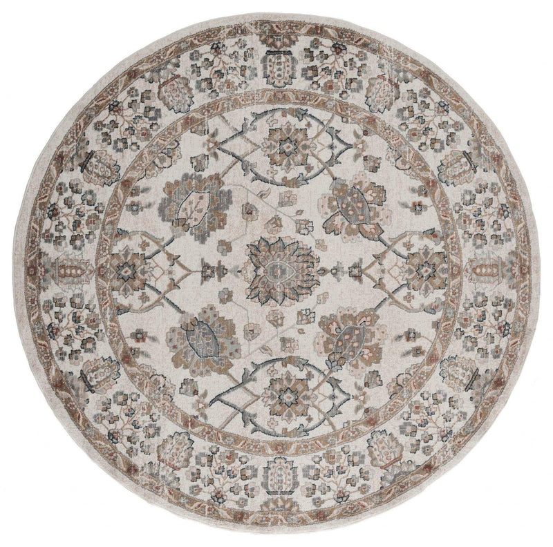 Rugs Room Rugs 94" x 94" x 0.79" Beige Microfiber/Polyester Round Rug 8013 HomeRoots