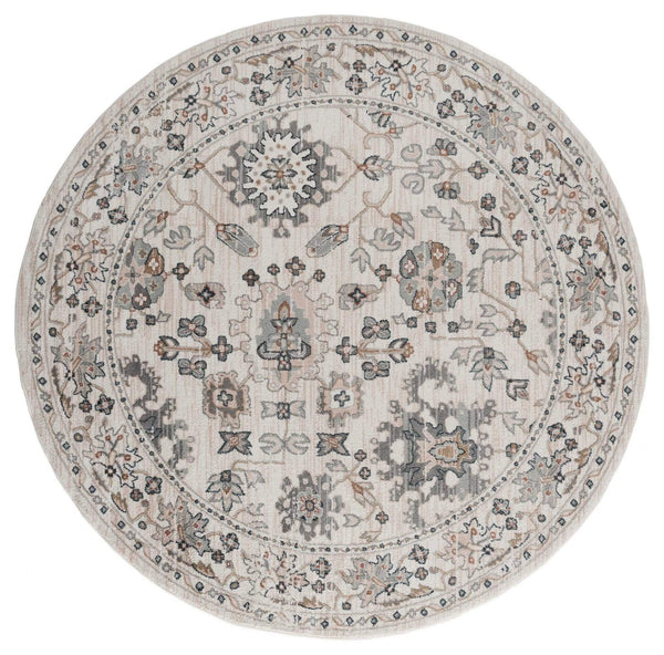 Rugs Room Rugs 94" x 94" x 0.79" Beige Microfiber/Polyester Round Rug 8021 HomeRoots