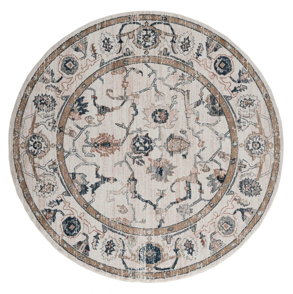 Rugs Room Rugs 94" x 94" x 0.79" Beige Microfiber/Polyester Round Rug 8037 HomeRoots