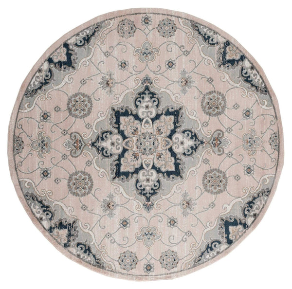 Rugs Room Rugs 94" x 94" x 0.79" Beige Microfiber/Polyester Round Rug 8045 HomeRoots