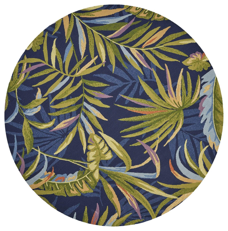 Rugs Round Area Rugs - 7'6" Round UV-treated Polypropylene Ink Blue Area Rug HomeRoots