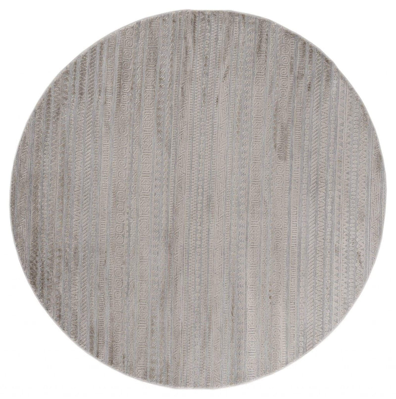 Rugs Round Area Rugs 94" x 94" x 0.39" Wheat Polyester/Olefin Round Rug 7924 HomeRoots
