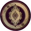 Rugs Round Area Rugs 94" x 94" x 0.53" Burgundy Olefin/Polypropylene Round Rug 7313 HomeRoots