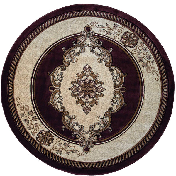 Rugs Round Area Rugs - 94" x 94" x 0.53" Chocolate Olefin/Polypropylene Round Rug HomeRoots