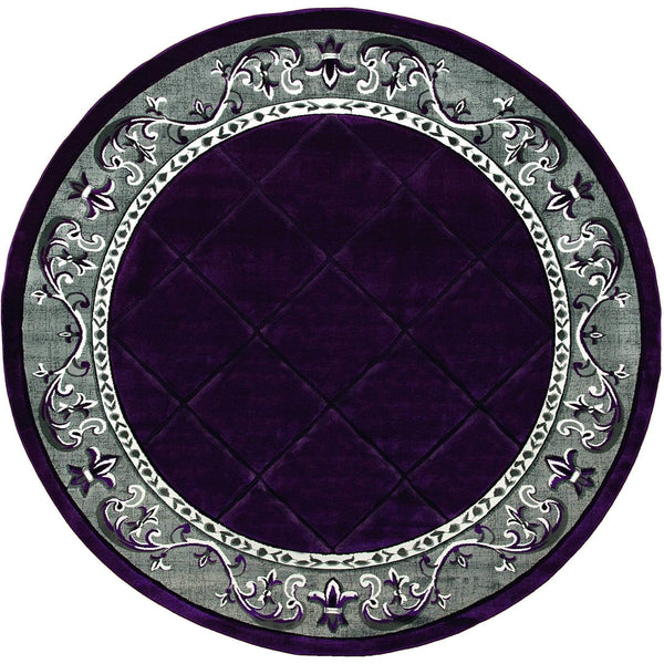 Rugs Round Area Rugs 94" x 94" x 0.53" Plum Olefin/Polypropylene Round Rug 7385 HomeRoots