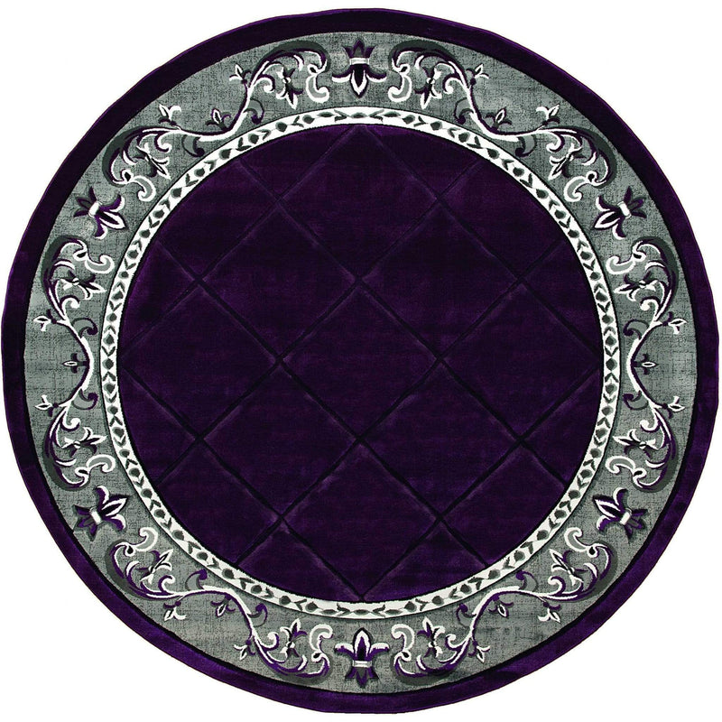 Rugs Round Area Rugs 94" x 94" x 0.53" Plum Olefin/Polypropylene Round Rug 7385 HomeRoots