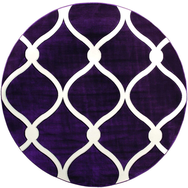 Rugs Round Area Rugs 94" x 94" x 0.53" Plum Olefin/Polypropylene Round Rug 7493 HomeRoots