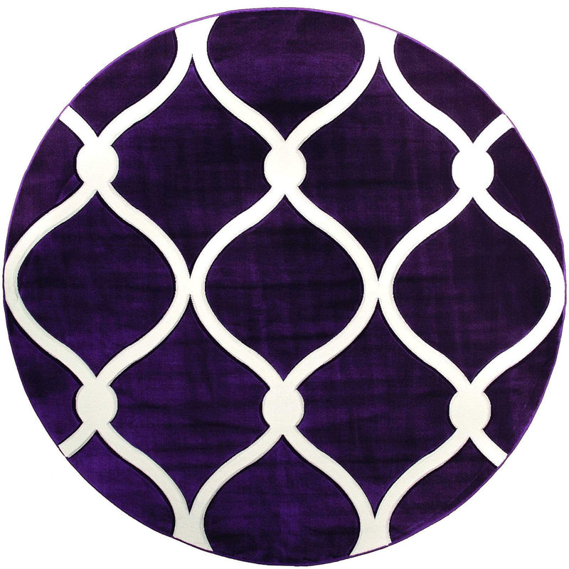 Rugs Round Area Rugs 94" x 94" x 0.53" Plum Olefin/Polypropylene Round Rug 7493 HomeRoots