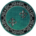 Rugs Round Area Rugs 94" x 94" x 0.53" Turquoise Olefin/Polypropylene Round Rug 7427 HomeRoots