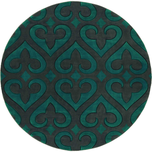 Rugs Round Area Rugs 94" x 94" x 0.53" Turquoise Olefin/Polypropylene Round Rug 7463 HomeRoots