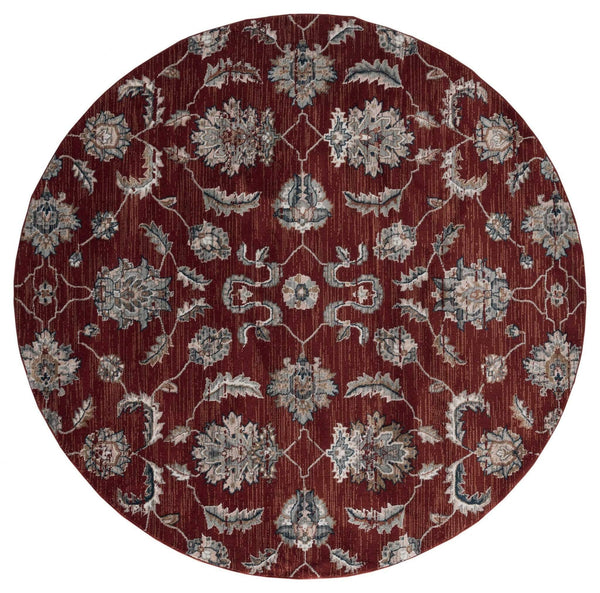 Rugs Round Area Rugs - 94" x 94" x 0.79" Crimson Microfiber/Polyester Round Rug HomeRoots