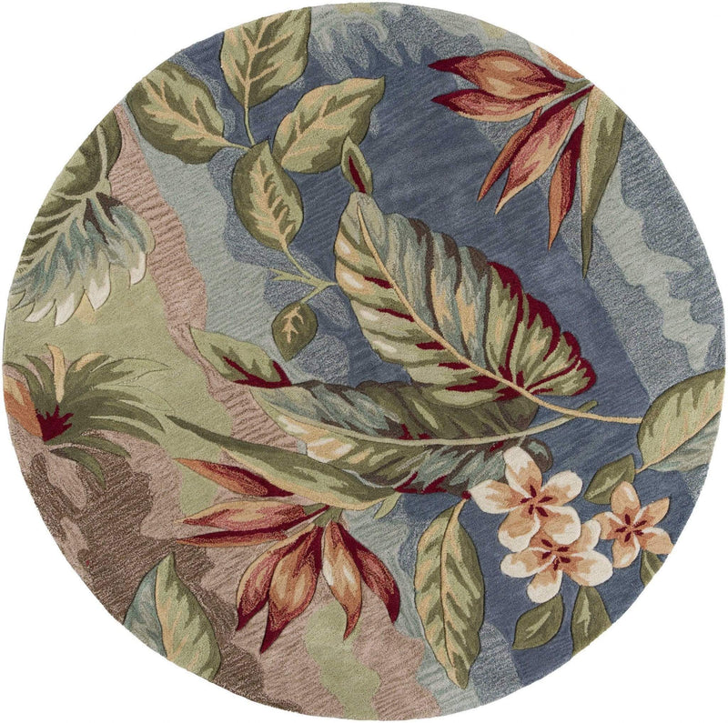 Rugs Round Rugs - 5'6" Round Polyester Blue/Sage Area Rug HomeRoots