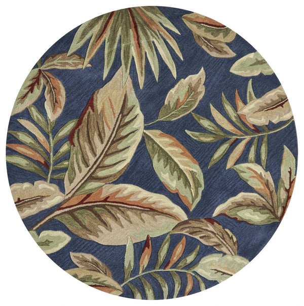 Rugs Round Rugs - 5'6" Round Polyester Ink Blue Area Rug HomeRoots